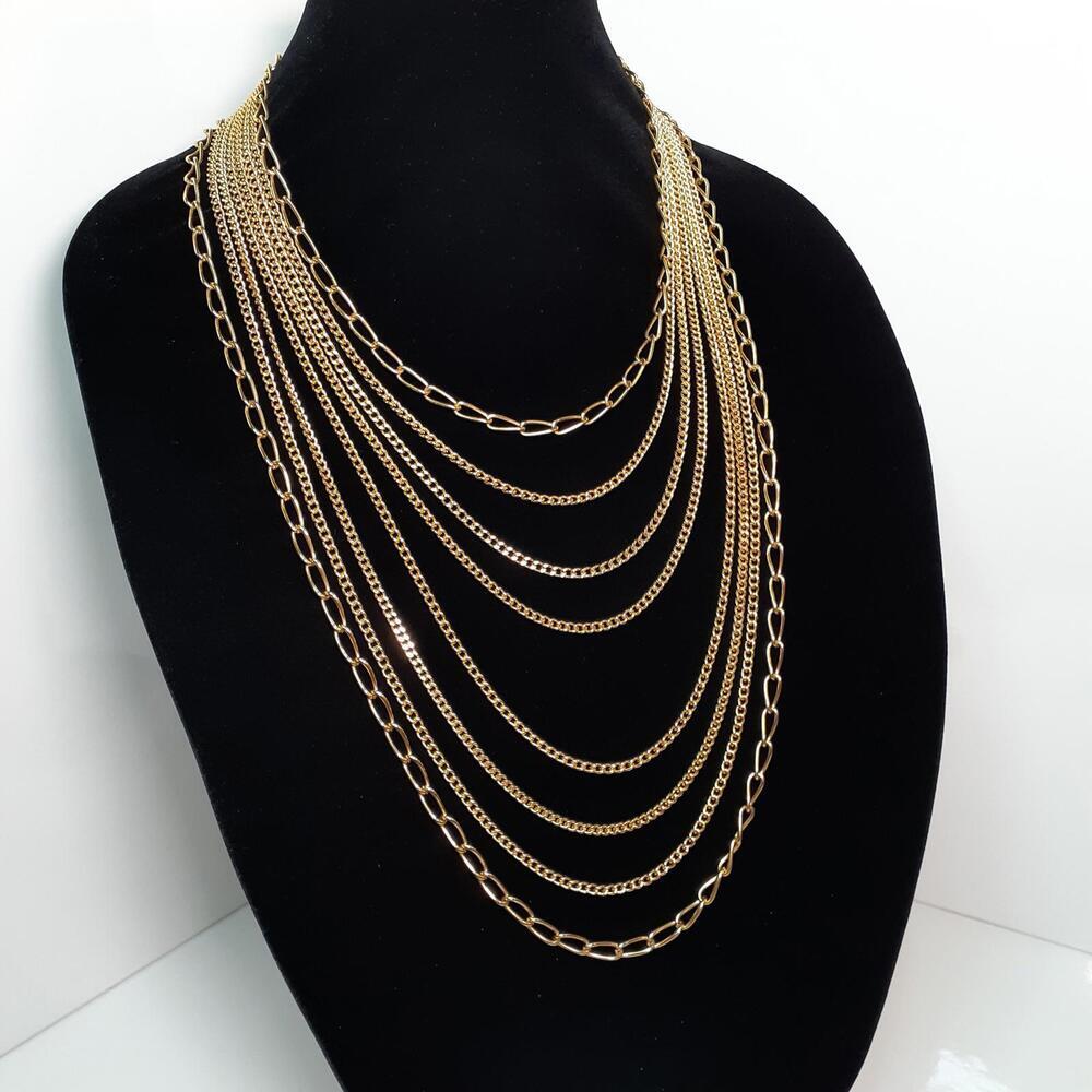 Stunning Vintage Gold plated Multi-Layered Chain Necklace by "Century"